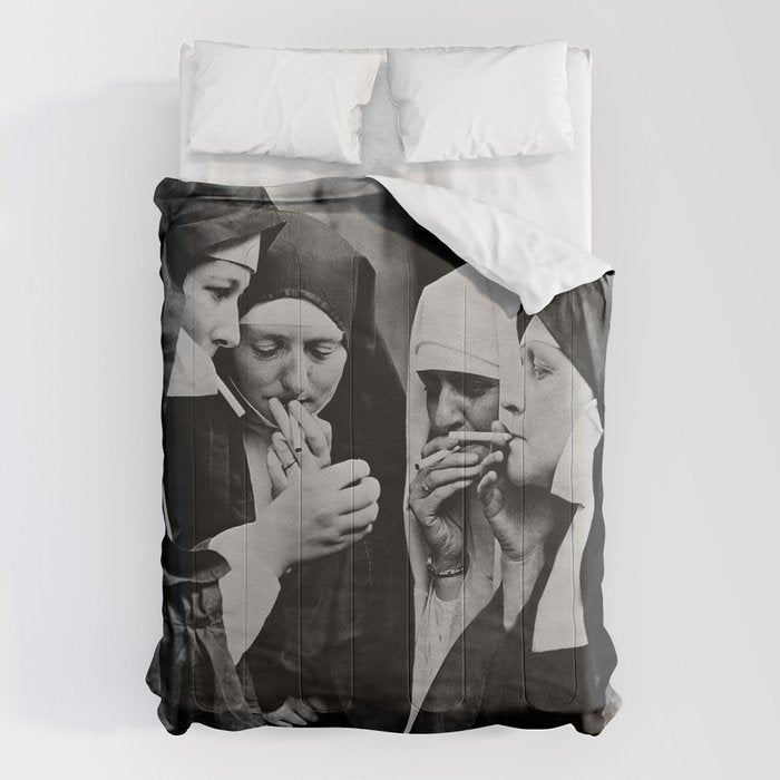 Smoking Nuns Vintage Photo -Smoking Nuns Comforter Gallery Image 1