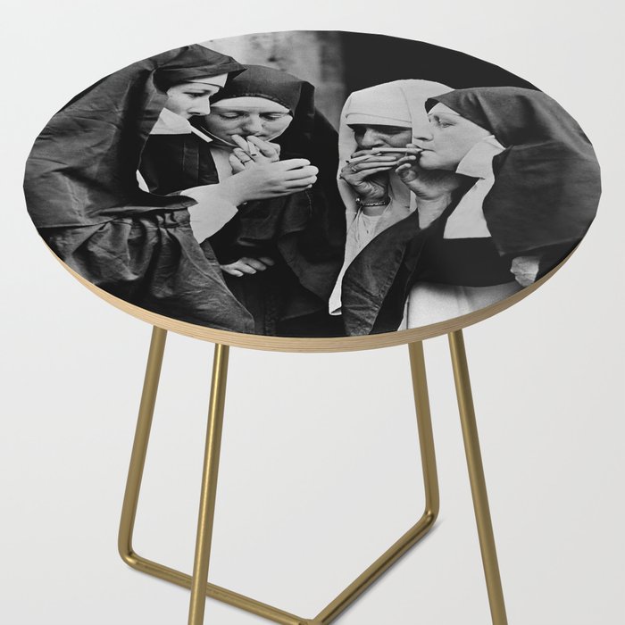 Smoking Nuns Vintage Photo -Smoking Nuns Side Table Gallery Image 2