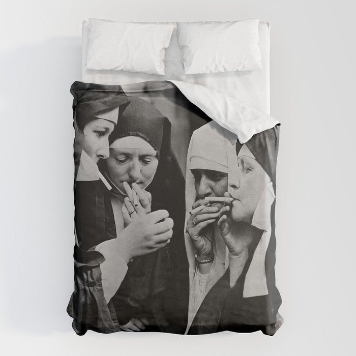 Smoking Nuns Vintage Photo -Smoking Nuns Duvet Cover Gallery Image 6