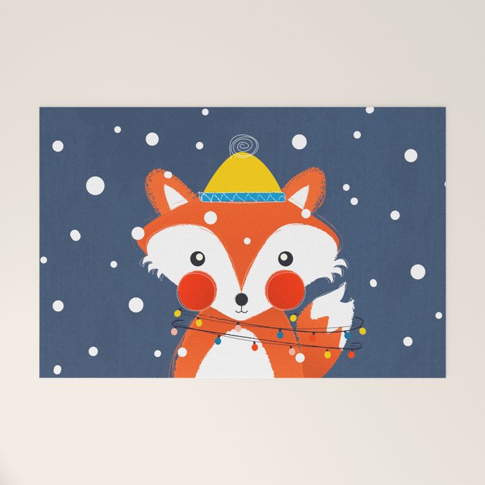 Cute christmas fox in the snow Welcome Mat Gallery Image 1