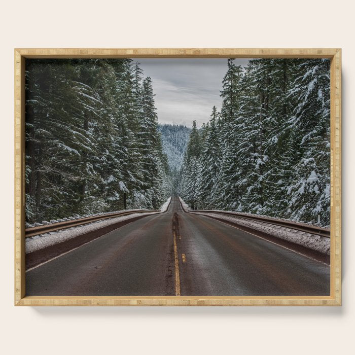 Winter Road Trip - Pacific Northwest Nature Photography Serving Tray Gallery Image 1