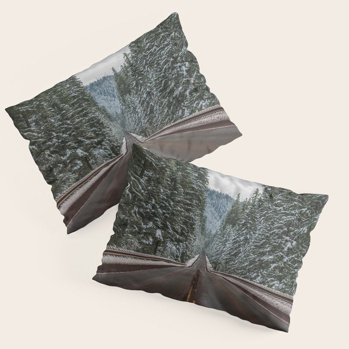 Winter Road Trip - Pacific Northwest Nature Photography Pillow Sham Gallery Image 1