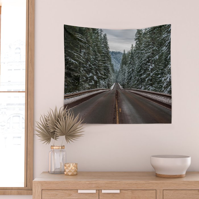 Winter Road Trip - Pacific Northwest Nature Photography Wall Tapestry Gallery Image 2