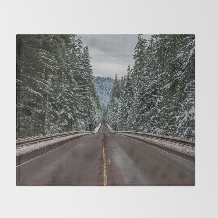 Winter Road Trip - Pacific Northwest Nature Photography Throw Blanket Gallery Image 2