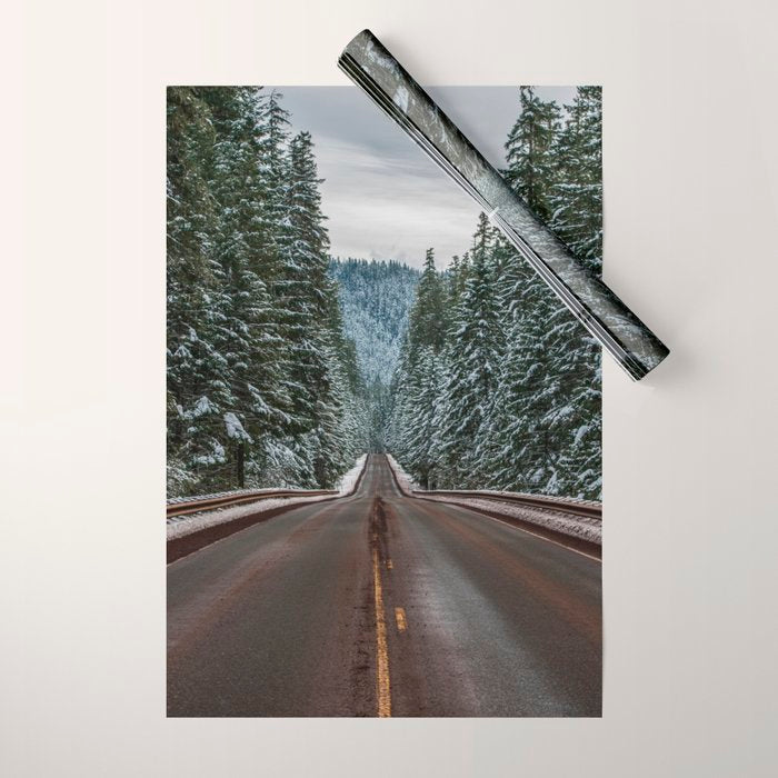Winter Road Trip - Pacific Northwest Nature Photography Wrapping Paper Gallery Image 1