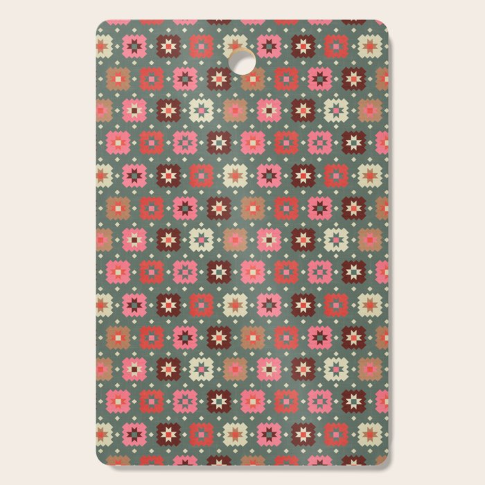 Winter Quilt Stars: Festive Mosaic in Jewel Tones Cutting Board Gallery Image 1