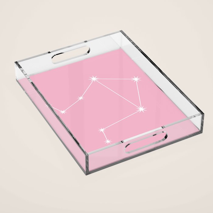 Libra Zodiac Star Constellation Line Art Soft Pink Acrylic Tray Gallery Image 1