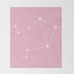 Libra Zodiac Star Constellation Line Art Soft Pink Throw Blanket Gallery Image 2