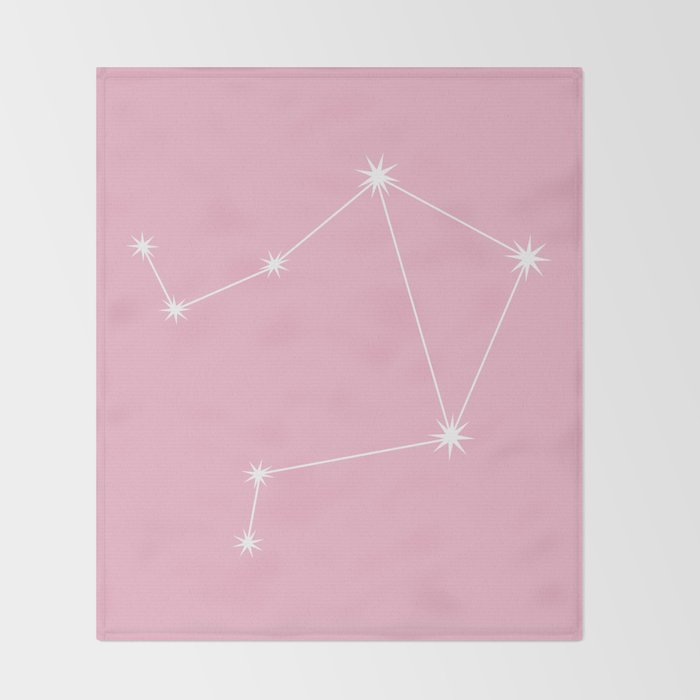 Libra Zodiac Star Constellation Line Art Soft Pink Throw Blanket Gallery Image 2