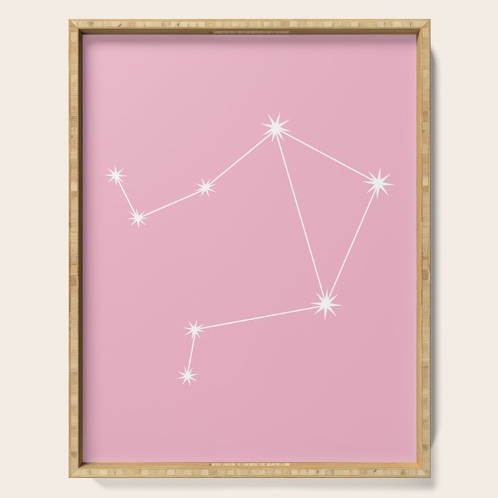 Libra Zodiac Star Constellation Line Art Soft Pink Serving Tray Gallery Image 1