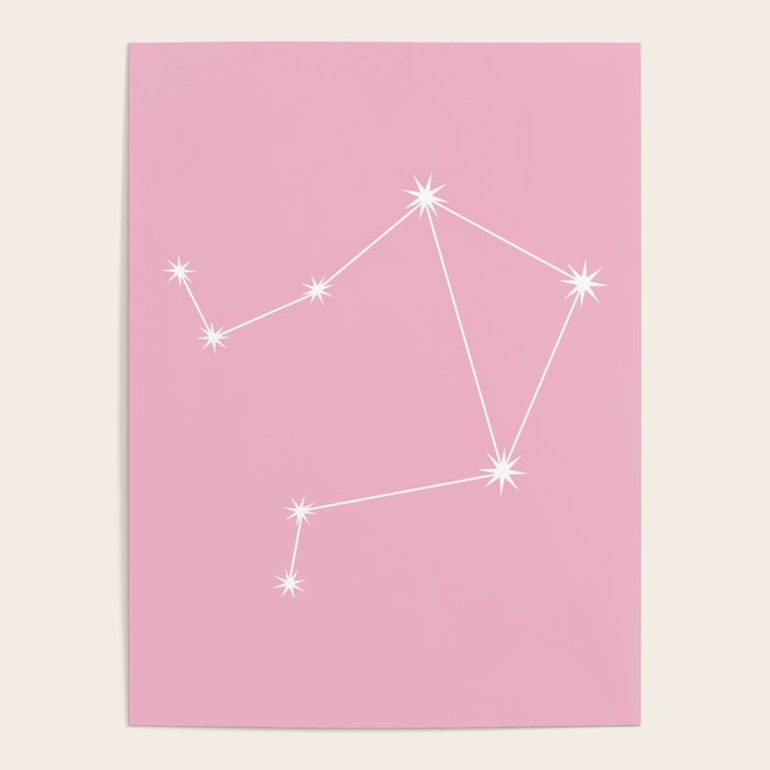 Libra Zodiac Star Constellation Line Art Soft Pink Poster Gallery Image 4