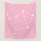 Libra Zodiac Star Constellation Line Art Soft Pink Wall Tapestry Gallery Image 4