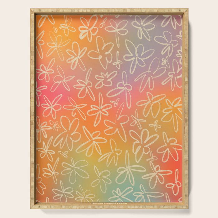 MISTY FIELD OF FLOWERS Serving Tray Gallery Image 1