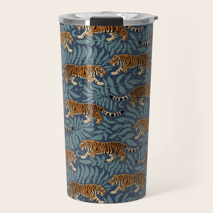 Tigers - dusky blue Travel Mug Gallery Image 1