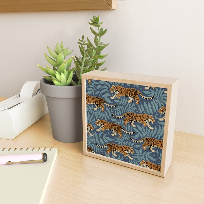 Tigers - dusky blue Mini Art Print Gallery Image 2