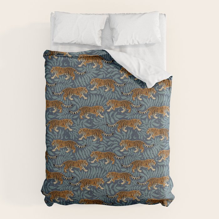 Tigers - dusky blue Duvet Cover Gallery Image 6