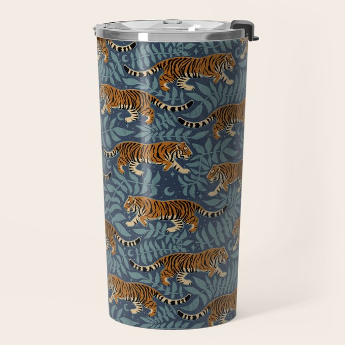 Tigers - dusky blue Travel Mug Gallery Image 2