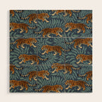Tigers - dusky blue Wood Wall Art Gallery Image 1