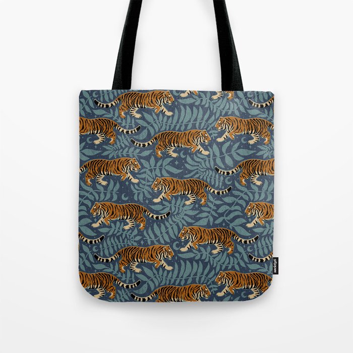 Tigers - dusky blue Tote Bag Gallery Image 1