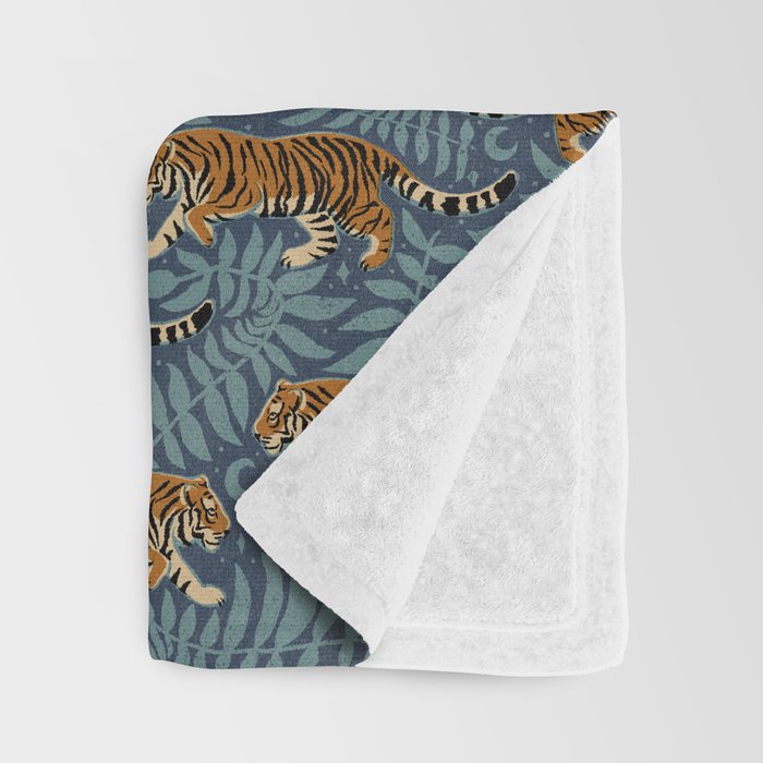 Tigers - dusky blue Throw Blanket Gallery Image 3