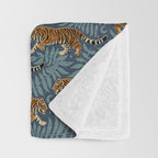 Tigers - dusky blue Throw Blanket Gallery Image 3