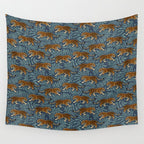Tigers - dusky blue Wall Tapestry Gallery Image 4