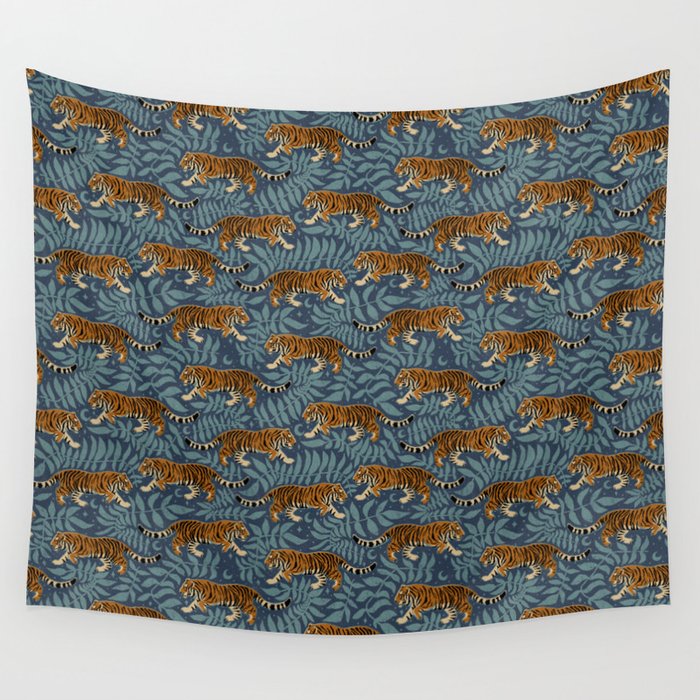 Tigers - dusky blue Wall Tapestry Gallery Image 4