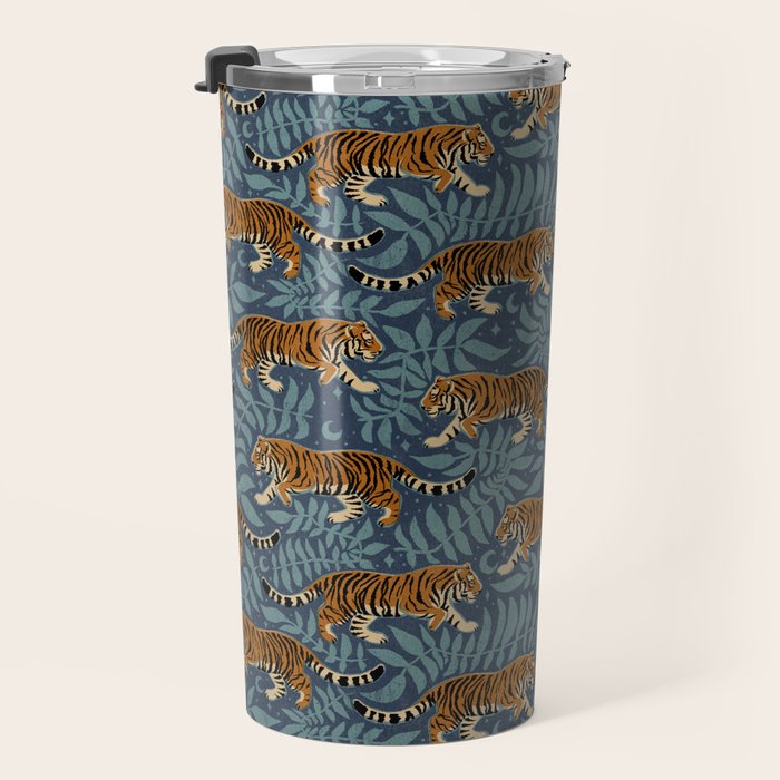 Tigers - dusky blue Travel Mug Gallery Image 3