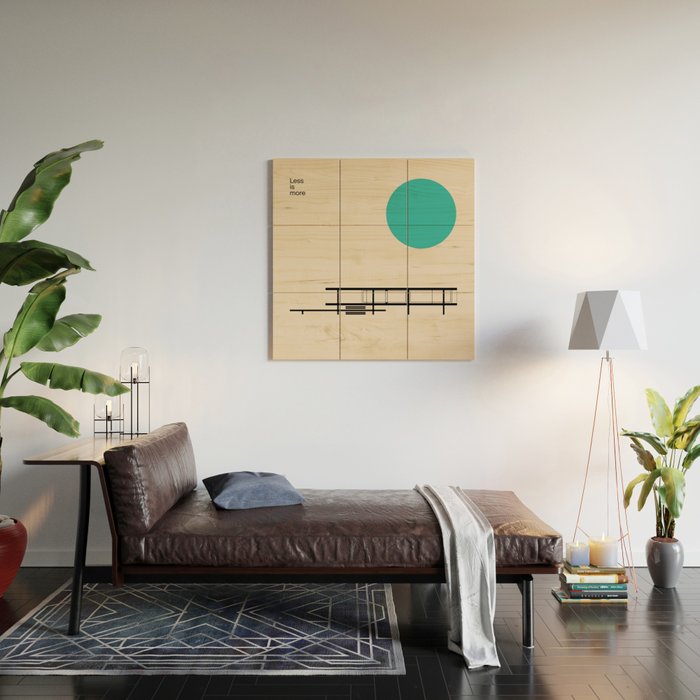 Farnsworth House, Ludwig Mies van der Rohe, Minimal Architecture Bauhaus Design Wood Wall Art Gallery Image 2