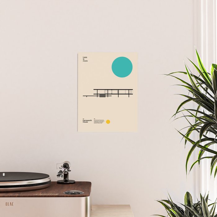 Farnsworth House, Ludwig Mies van der Rohe, Minimal Architecture Bauhaus Design Poster Gallery Image 2