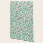 Strawberries - dusty pink and green on sky blue Wallpaper Gallery Image 2