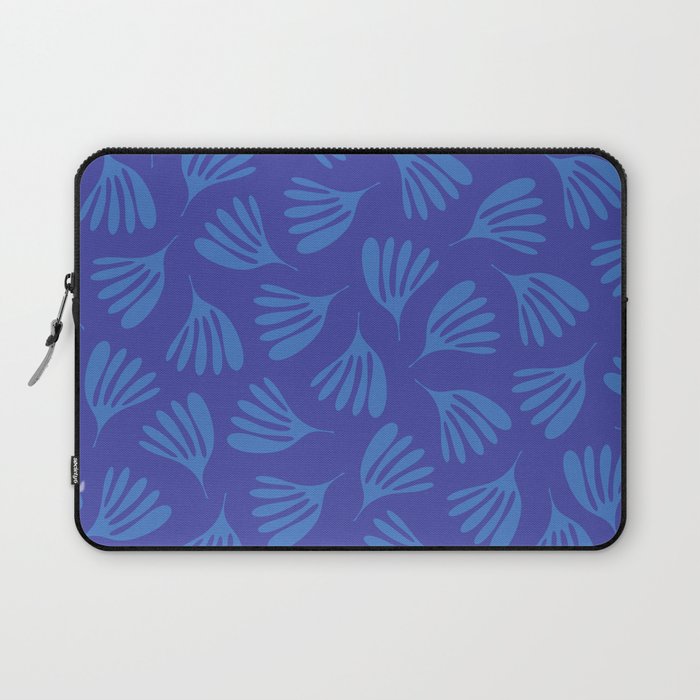 Blue Wispy Leaves Contemporary Abstract Pattern Laptop Sleeve Gallery Image 1