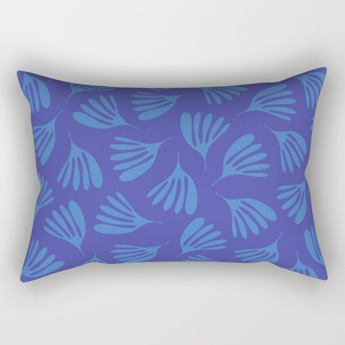Blue Wispy Leaves Contemporary Abstract Pattern Rectangular Pillow Gallery Image 1