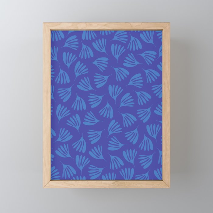 Blue Wispy Leaves Contemporary Abstract Pattern Mini Art Print Gallery Image 1