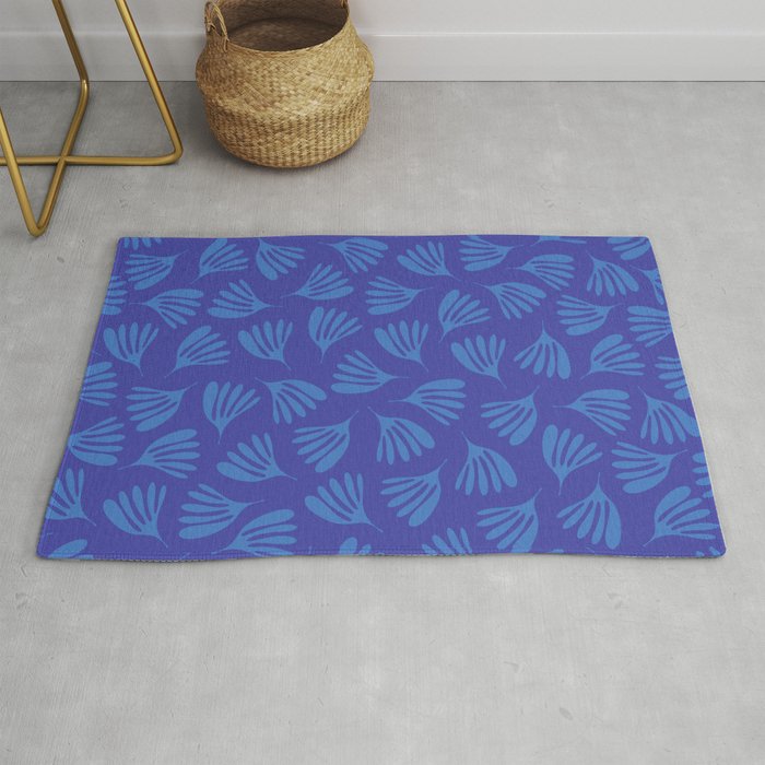 Blue Wispy Leaves Contemporary Abstract Pattern Rug Gallery Image 1