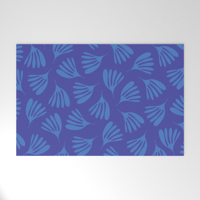 Blue Wispy Leaves Contemporary Abstract Pattern Welcome Mat Gallery Image 1