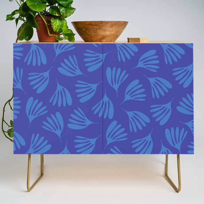 Blue Wispy Leaves Contemporary Abstract Pattern Credenza Gallery Image 1