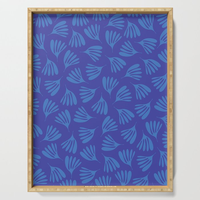 Blue Wispy Leaves Contemporary Abstract Pattern Serving Tray Gallery Image 1