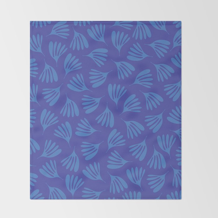 Blue Wispy Leaves Contemporary Abstract Pattern Throw Blanket Gallery Image 2