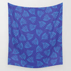 Blue Wispy Leaves Contemporary Abstract Pattern Wall Tapestry Gallery Image 4