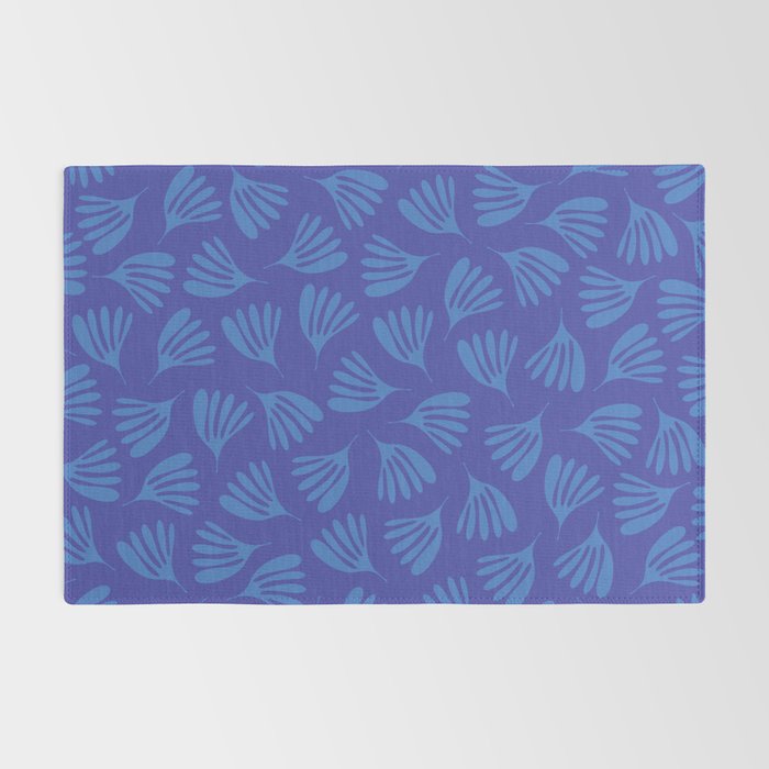 Blue Wispy Leaves Contemporary Abstract Pattern Rug Gallery Image 2