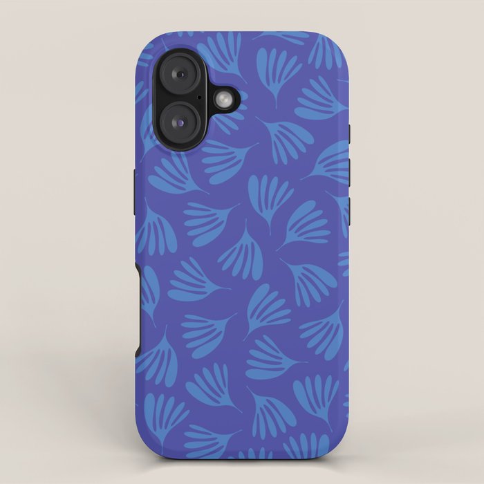 Blue Wispy Leaves Contemporary Abstract Pattern iPhone Case Gallery Image 1