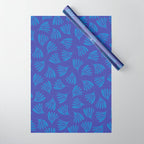 Blue Wispy Leaves Contemporary Abstract Pattern Wrapping Paper Gallery Image 1