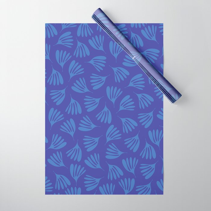 Blue Wispy Leaves Contemporary Abstract Pattern Wrapping Paper Gallery Image 1
