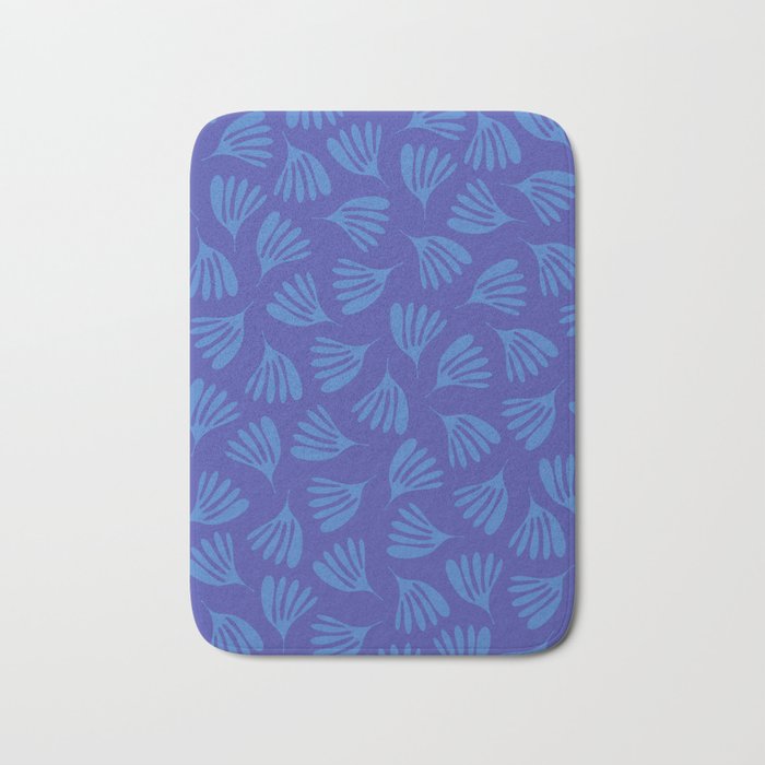 Blue Wispy Leaves Contemporary Abstract Pattern Bath Mat Gallery Image 1