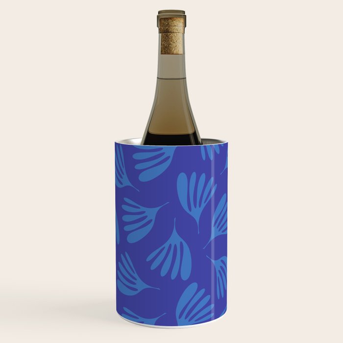 Blue Wispy Leaves Contemporary Abstract Pattern Wine Chiller Gallery Image 1