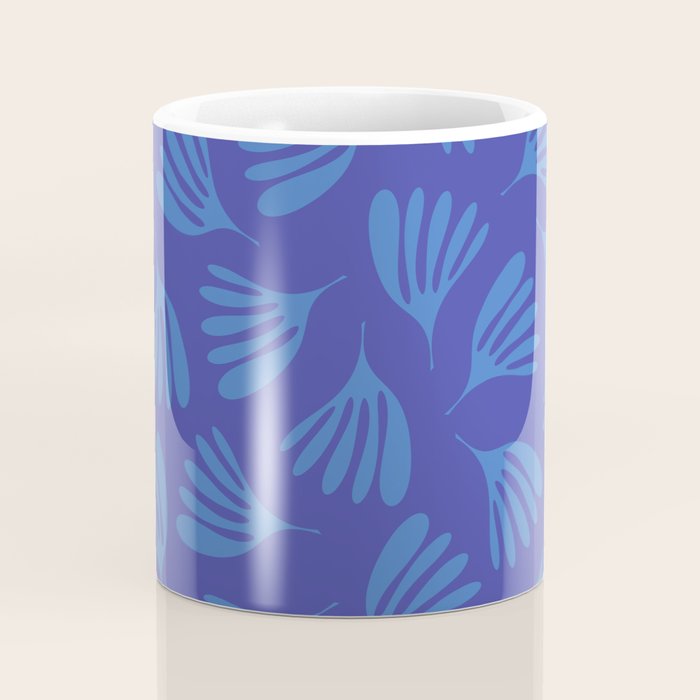 Blue Wispy Leaves Contemporary Abstract Pattern Coffee Mug Gallery Image 4