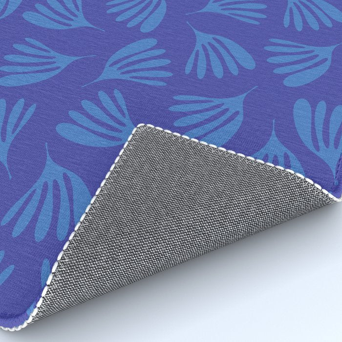 Blue Wispy Leaves Contemporary Abstract Pattern Rug Gallery Image 4