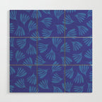 Blue Wispy Leaves Contemporary Abstract Pattern Wood Wall Art Gallery Image 1