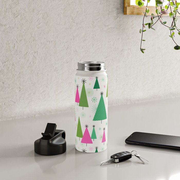 Mid-Century Modern Christmas Trees - Pink and Green Water Bottle Gallery Image 4
